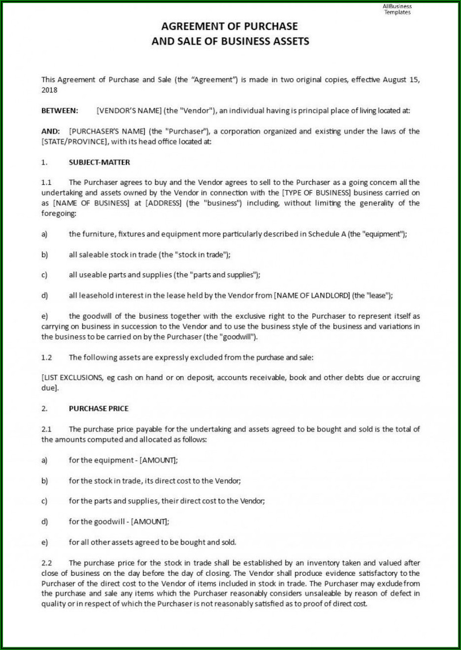 Free Business Purchase Agreement Template