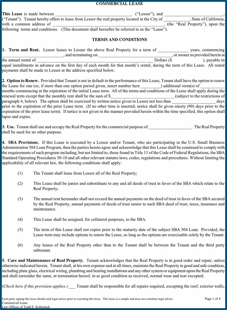Free Commercial Lease Agreement Download
