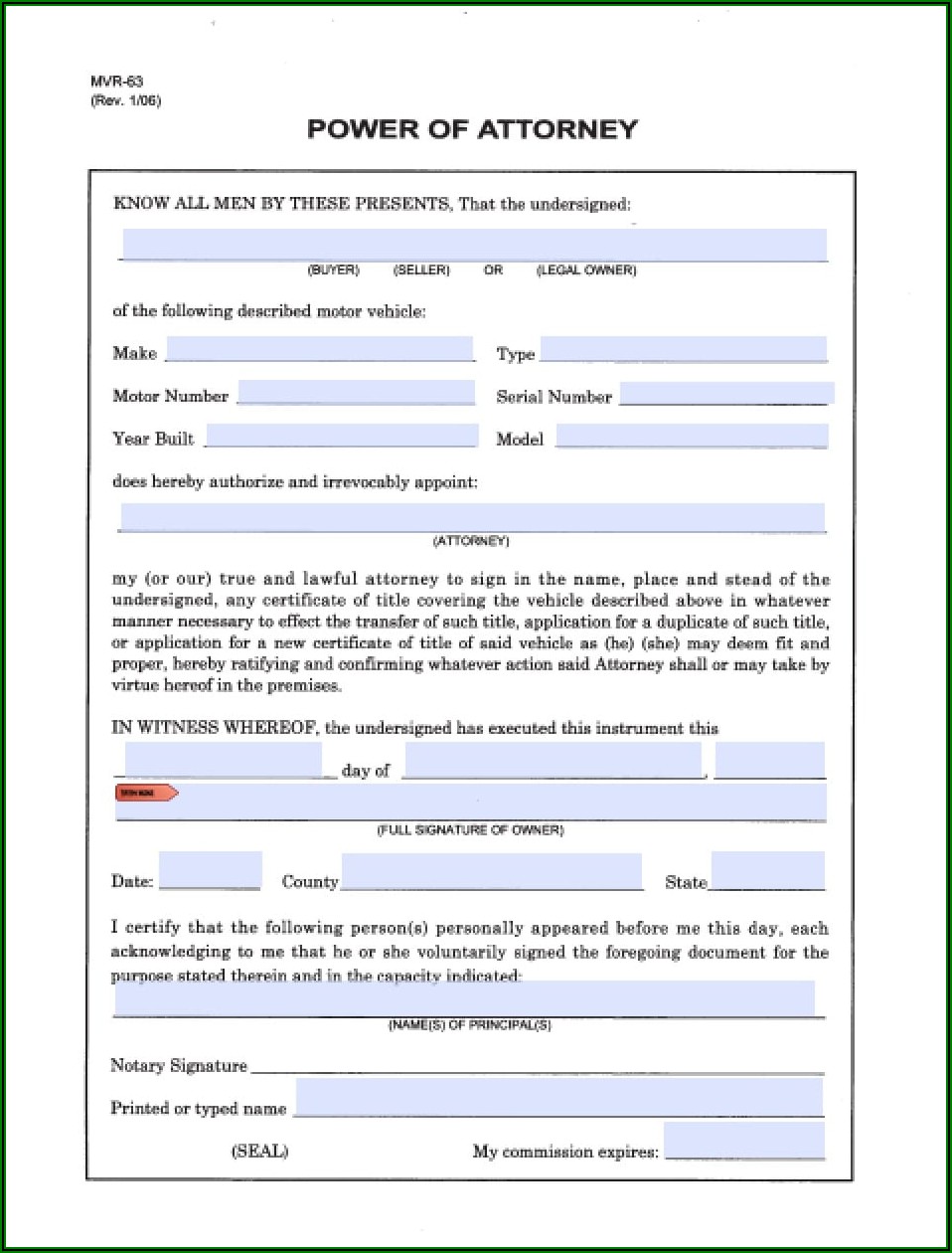 Free Nc Power Of Attorney Forms To Print