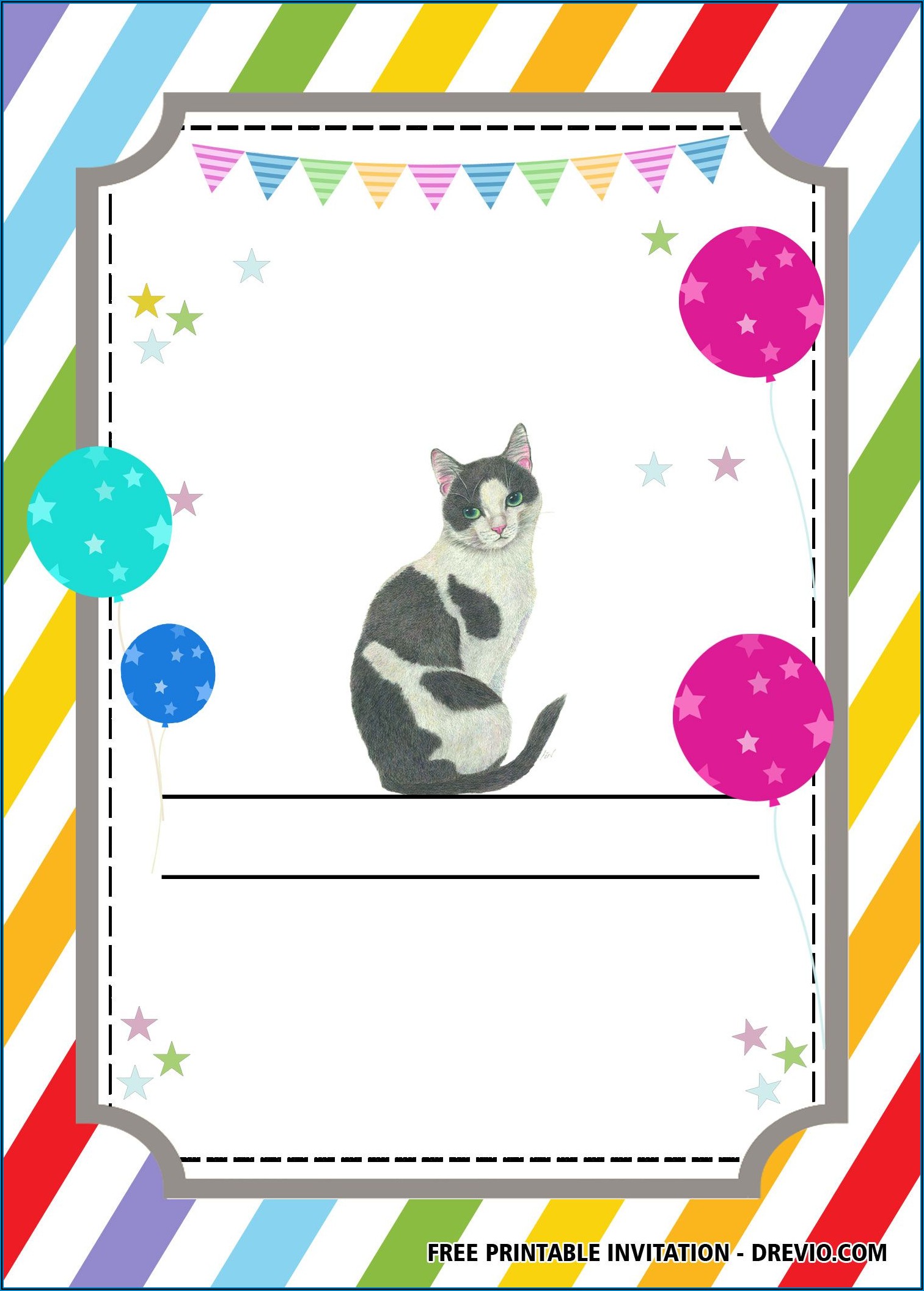 Free Printable Cat Birthday Party Invitations