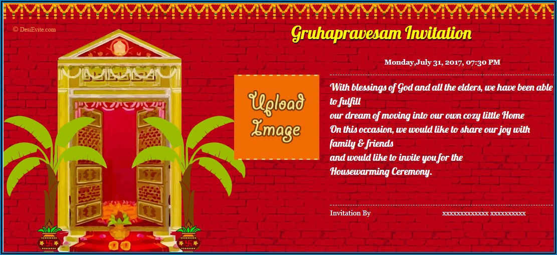 Gruhapravesam Invitation Cards In English Online Free