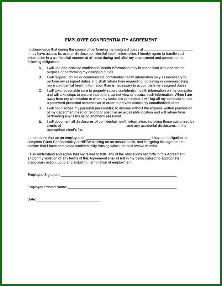 Hipaa Confidentiality Agreement For Vendors
