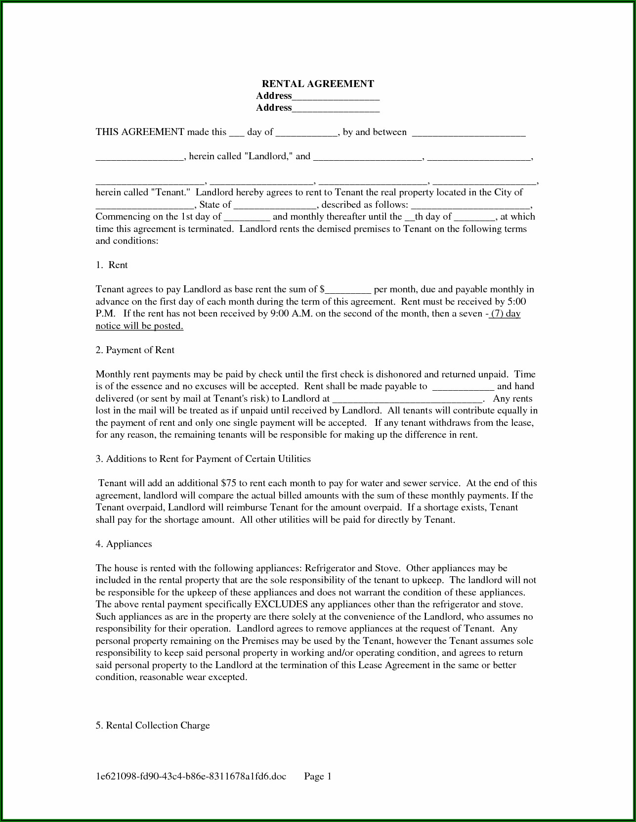 Landlord Lease Agreement Form