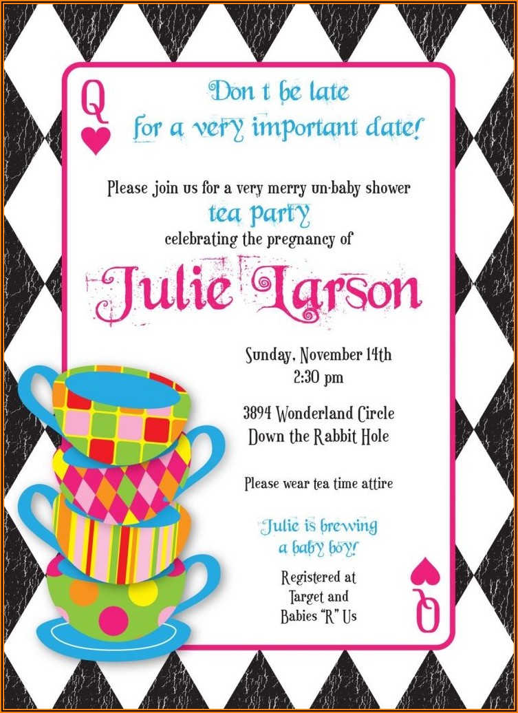 Mad Hatter Tea Party Invitations Templates Free