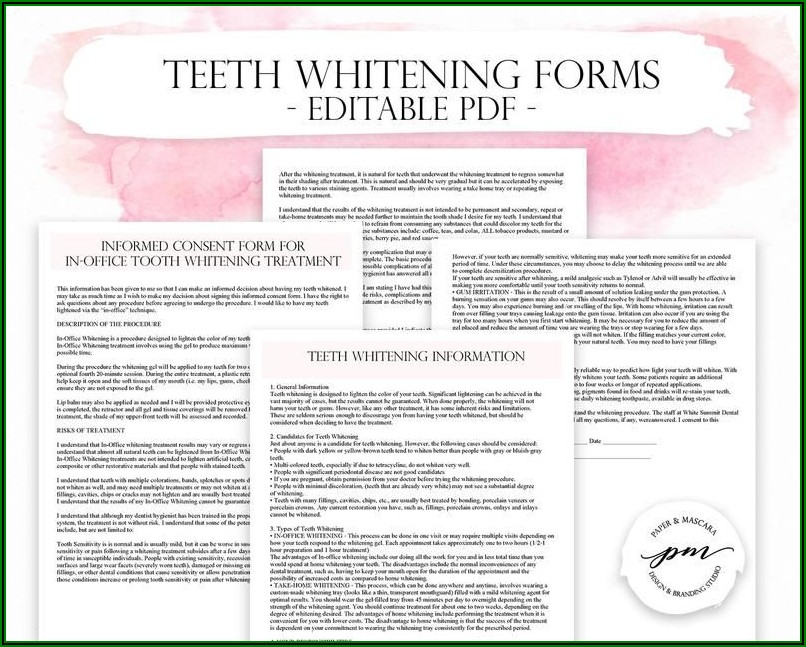 Mobile Teeth Whitening Consent Form