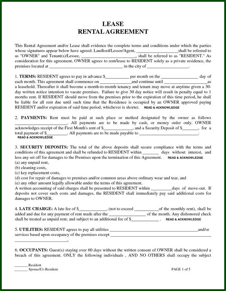 Monthly Rental Agreement Template Word