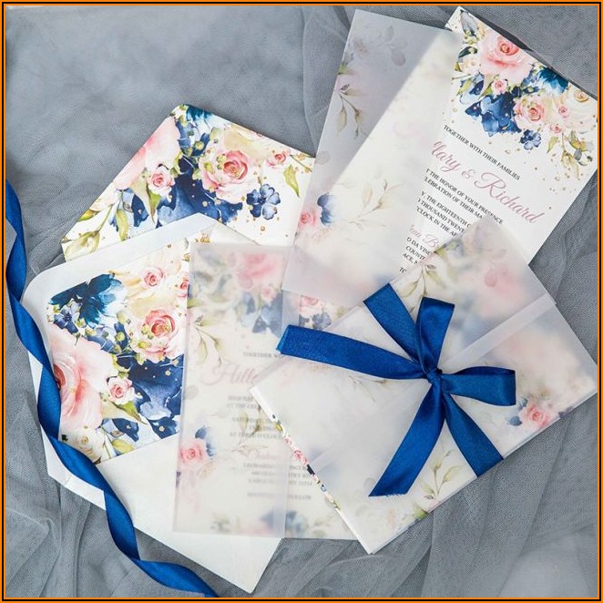 Navy Blue And Blush Pink Invitations