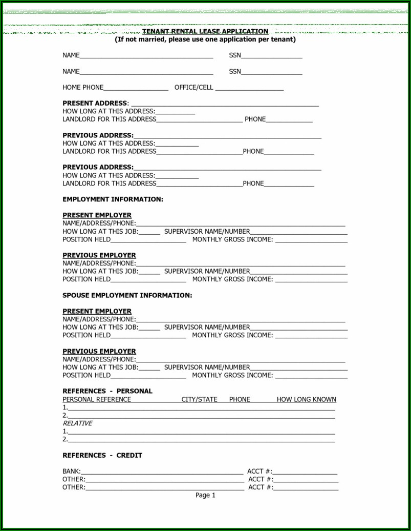 Rental Free Lease Agreement Forms To Print