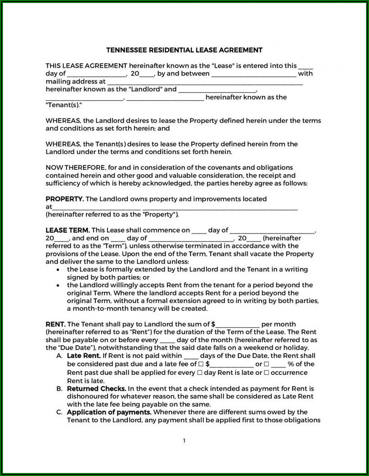 Simple One Page Rental Agreement Template