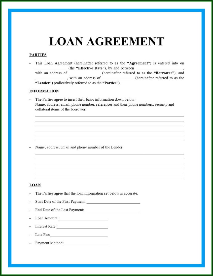 Simple Personal Loan Contract Example
