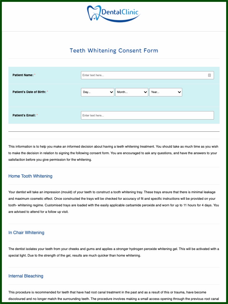 Teeth Whitening Consent Form