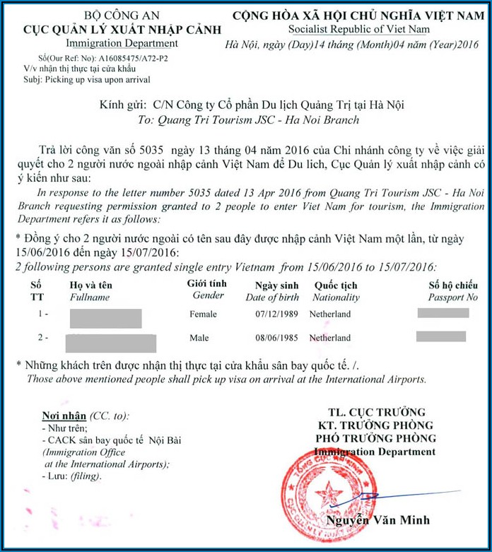 Vietnam Visa Application Form For Bangladeshi