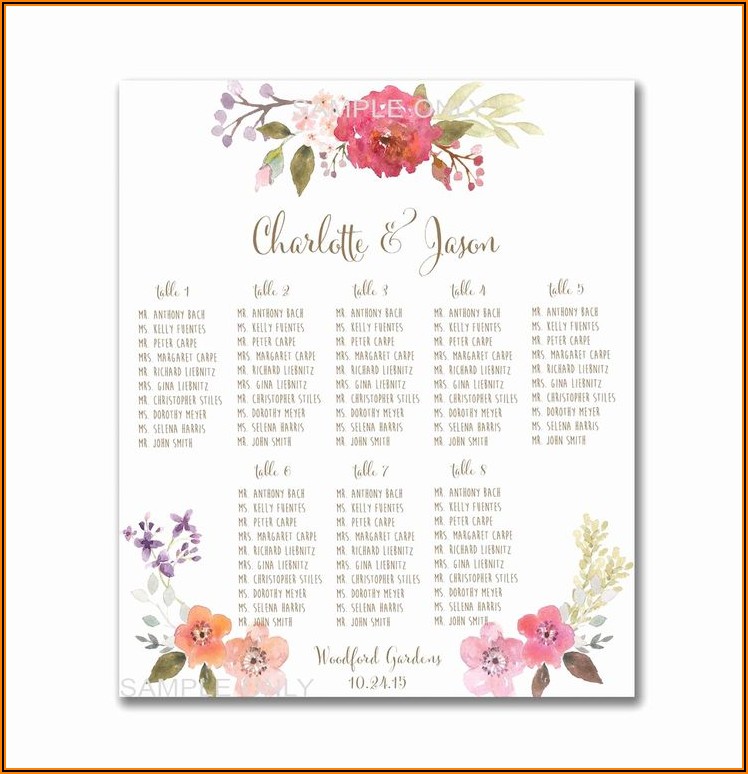 Free Printable Wedding Table Seating Chart
