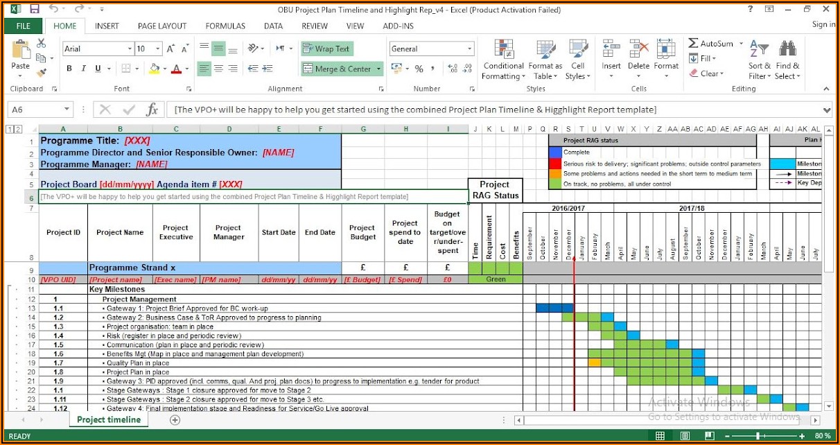 Free Project Management Templates Excel 2019