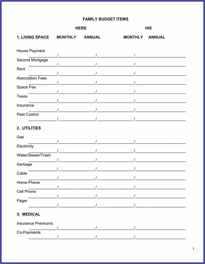 Household Budget Template Free