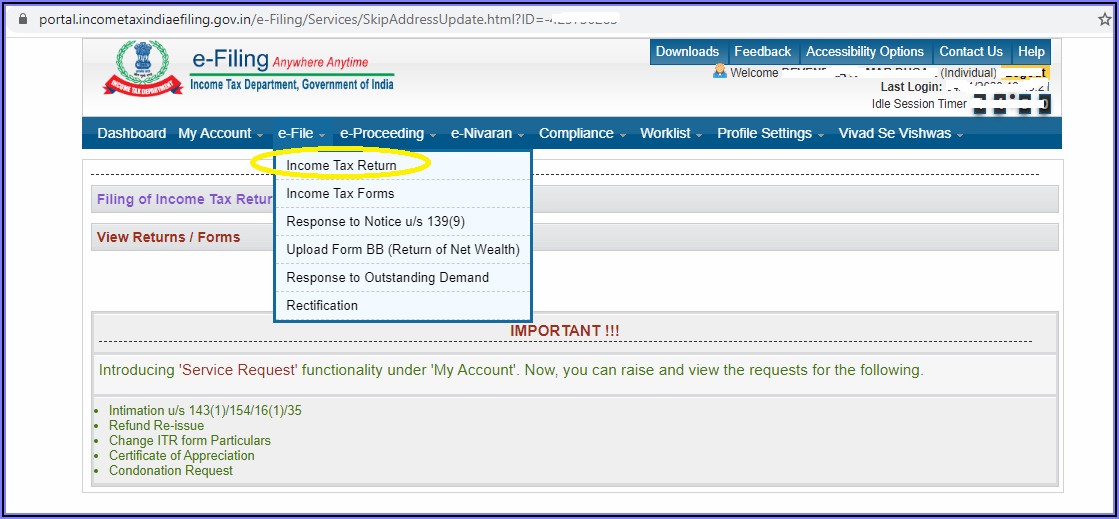 Income Tax Filing Itr Form Number