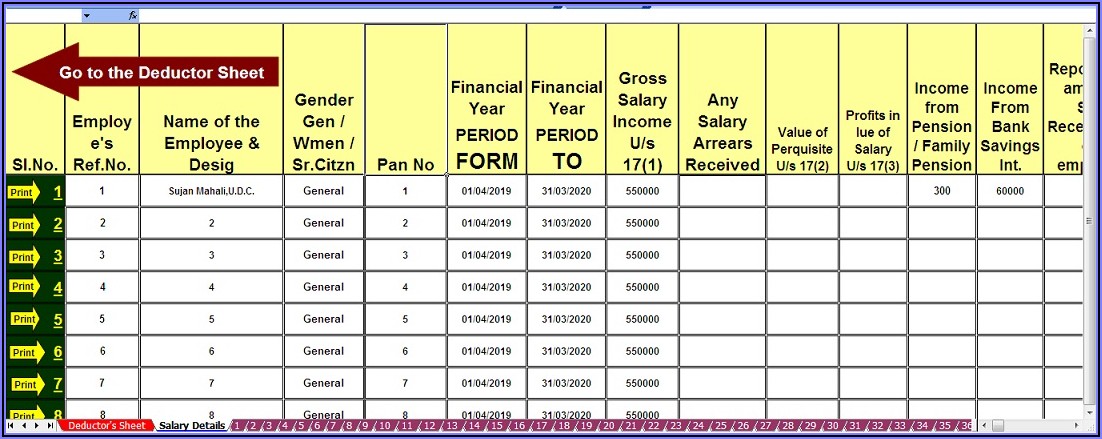 Income Tax Return Form 16 Excel Format