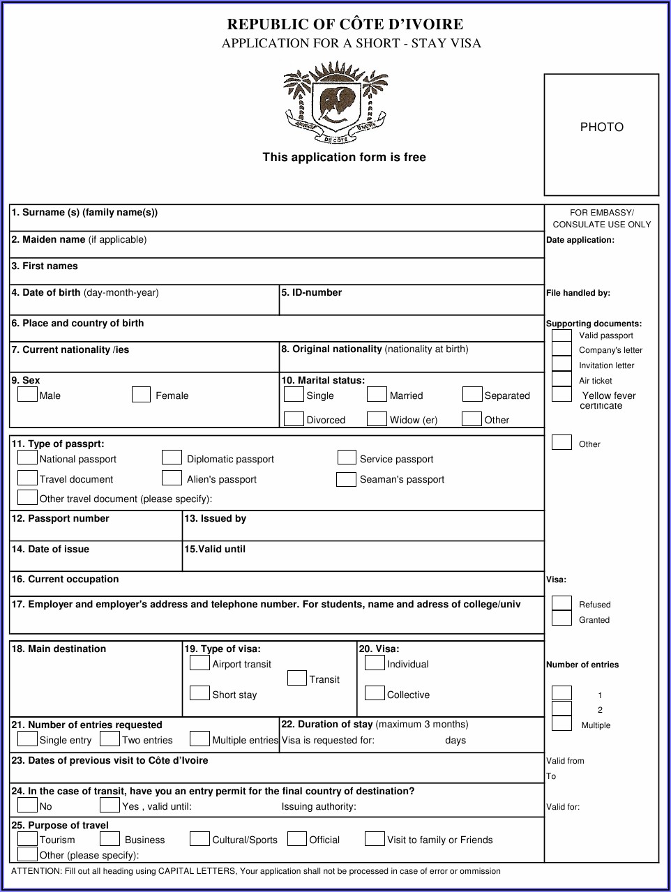 India Visa Application Form Download
