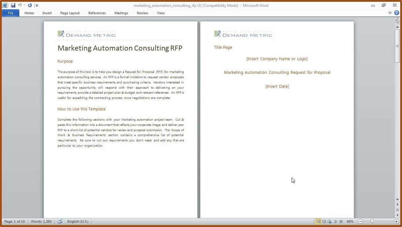 Marketing Automation Rfp Template