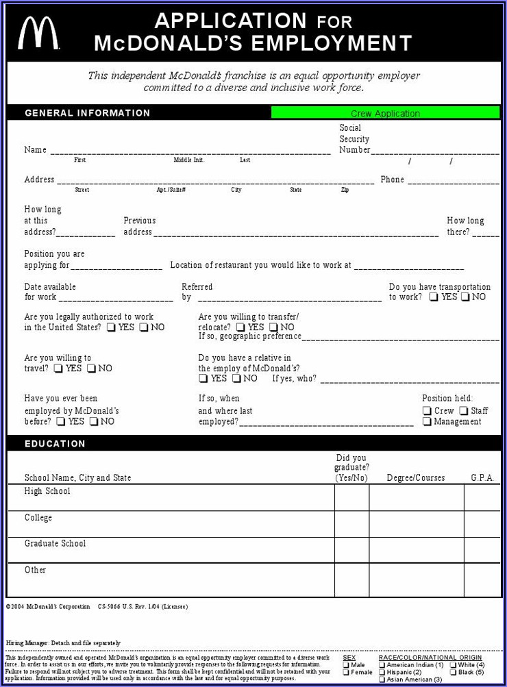 Mcdonalds Franchise Application Form Uk
