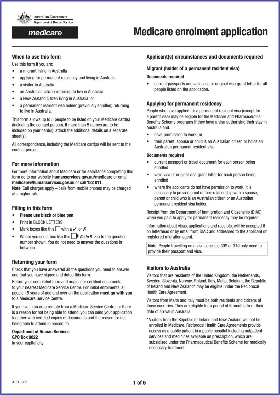 Medicare Application Form Australian Citizen