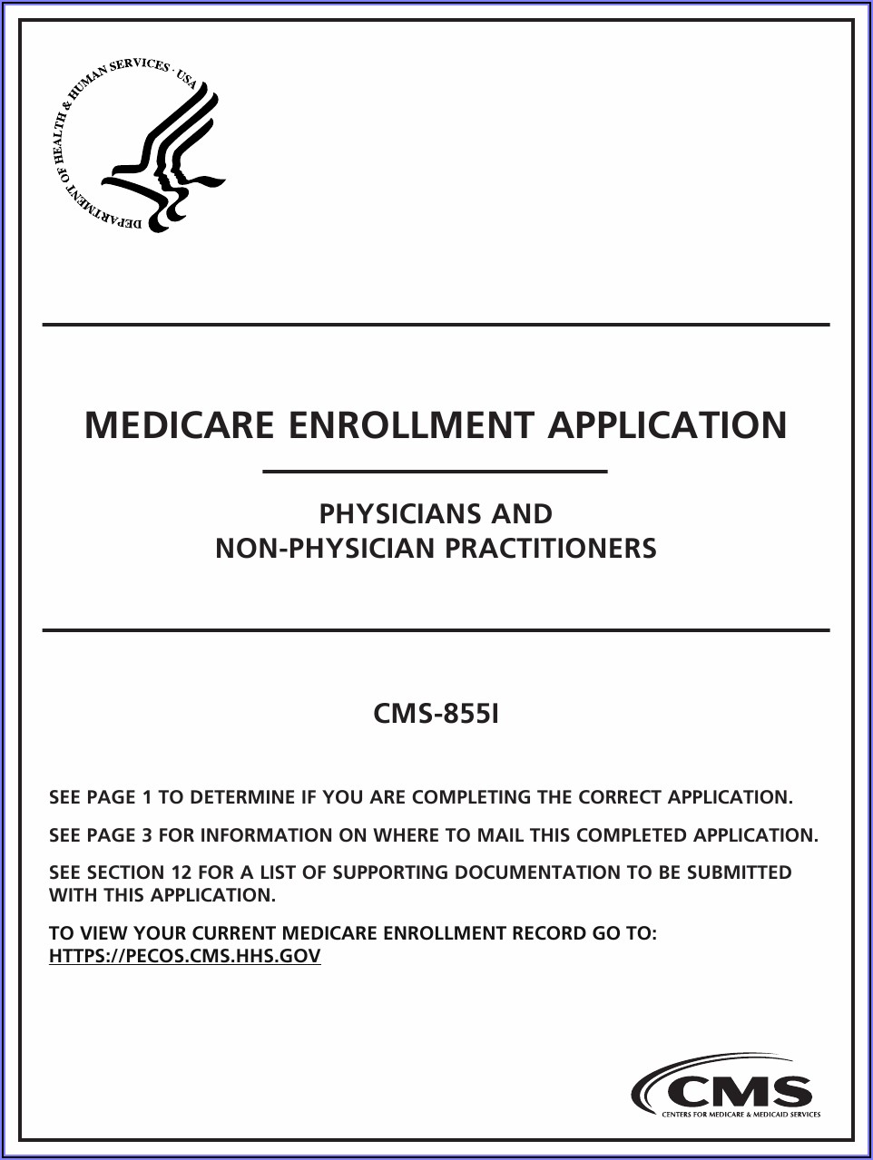 Medicare Enrollment Application Cms 855i Mailing Address
