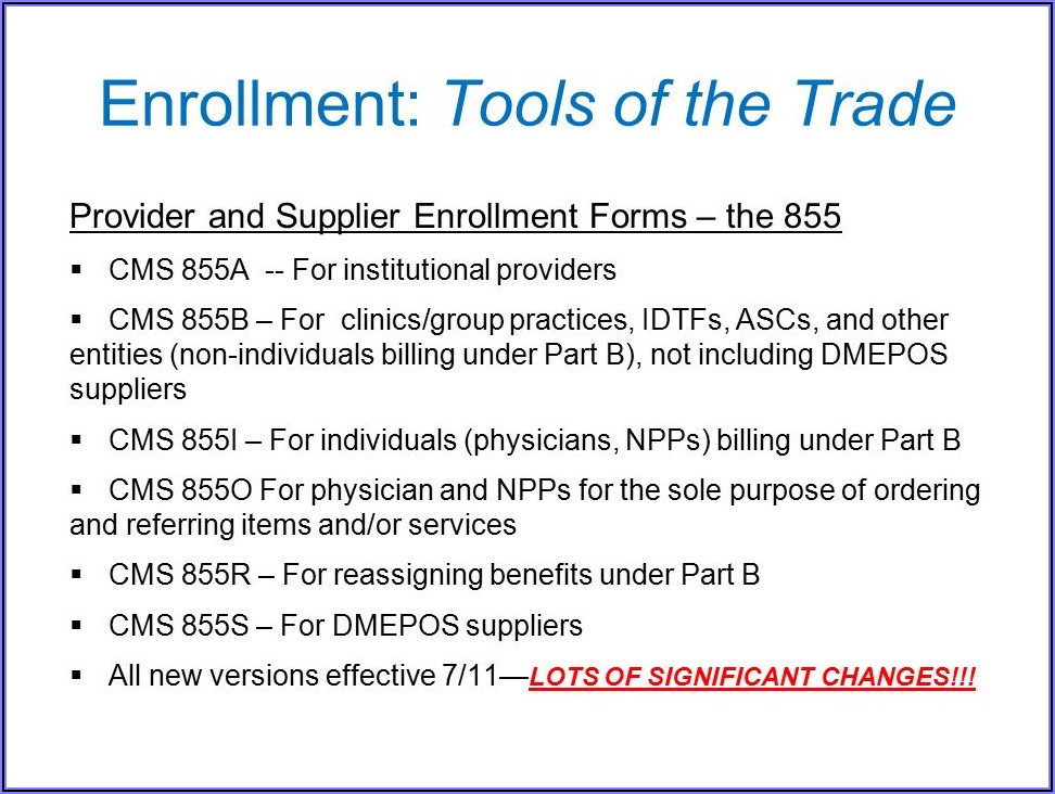 Medicare Enrollment Application For Institutional Providers