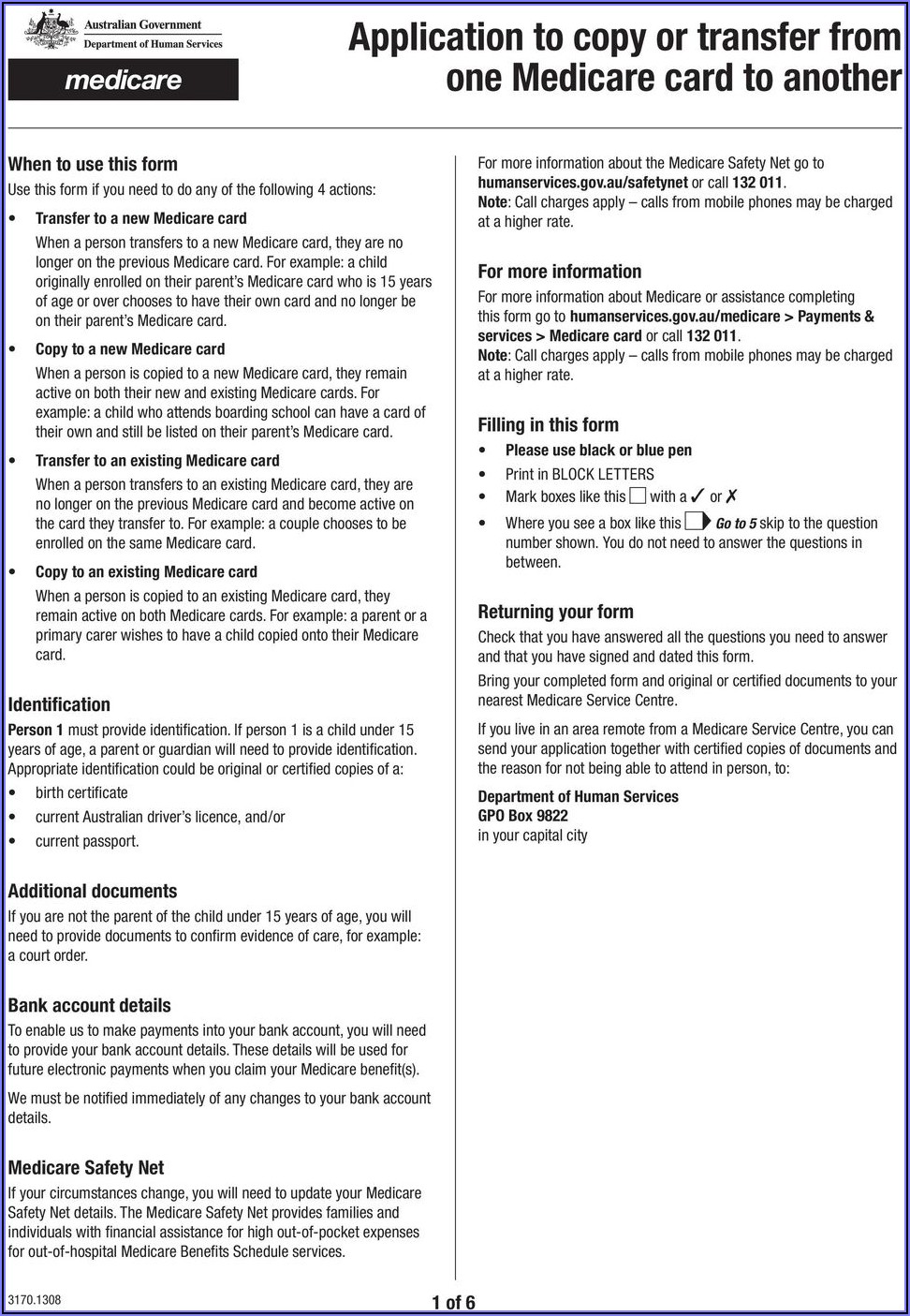 Medicare Enrolment Application Form Australia