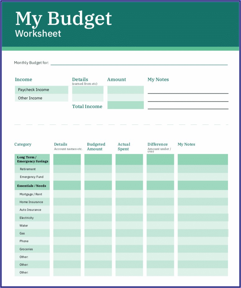 Personal Budget Excel Spreadsheet Free Download