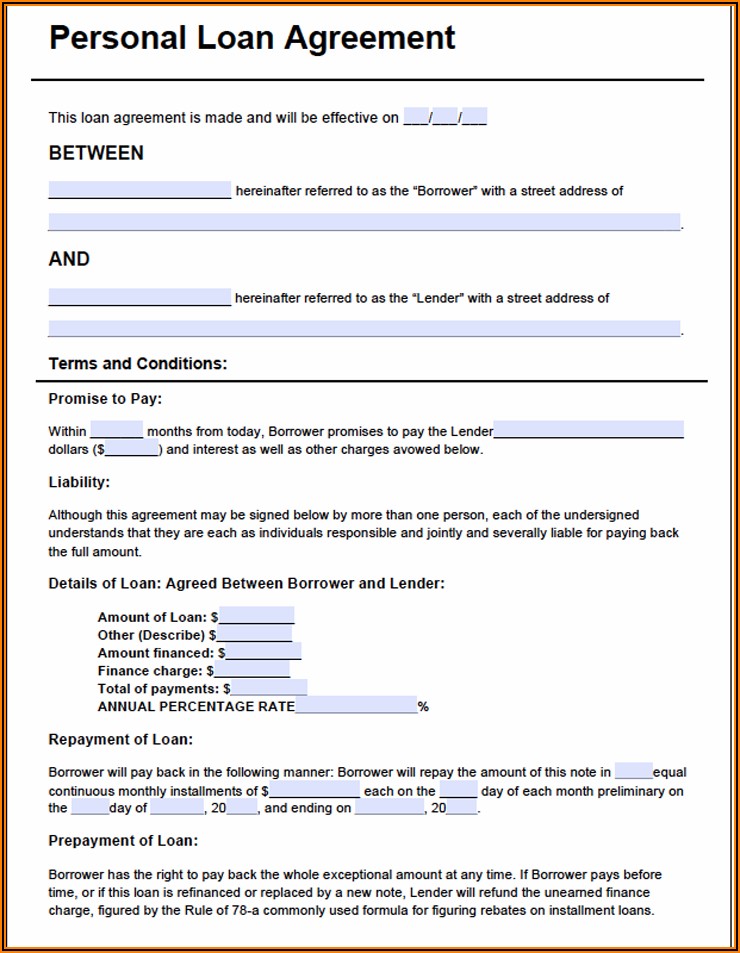Personal Loan Agreement Template Free