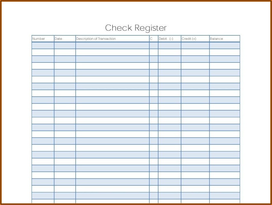 Printable Business Check Register Template