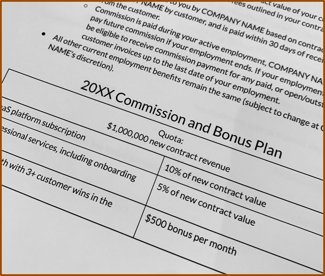 Sales Compensation Plan Document Template