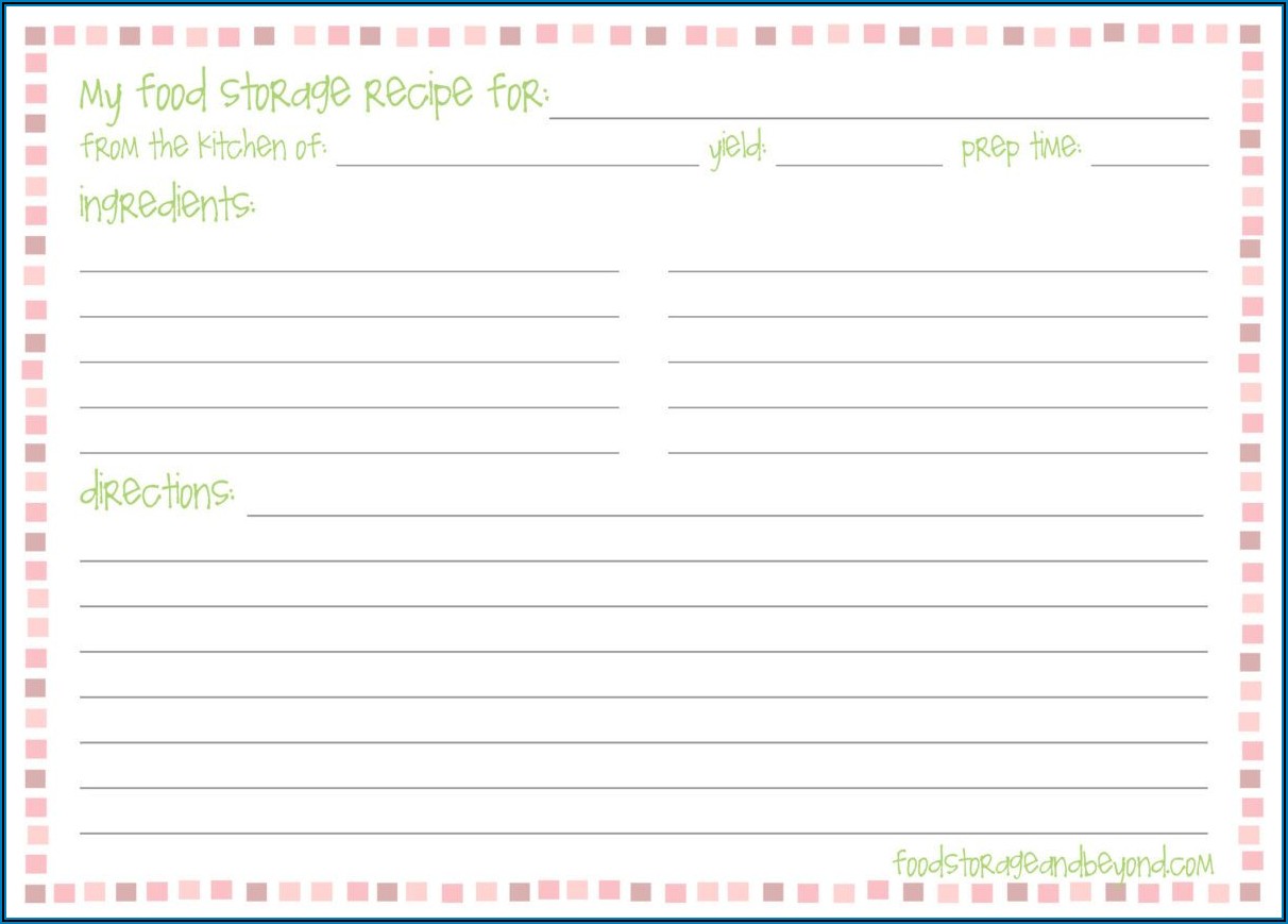 5x7 Recipe Card Template For Word