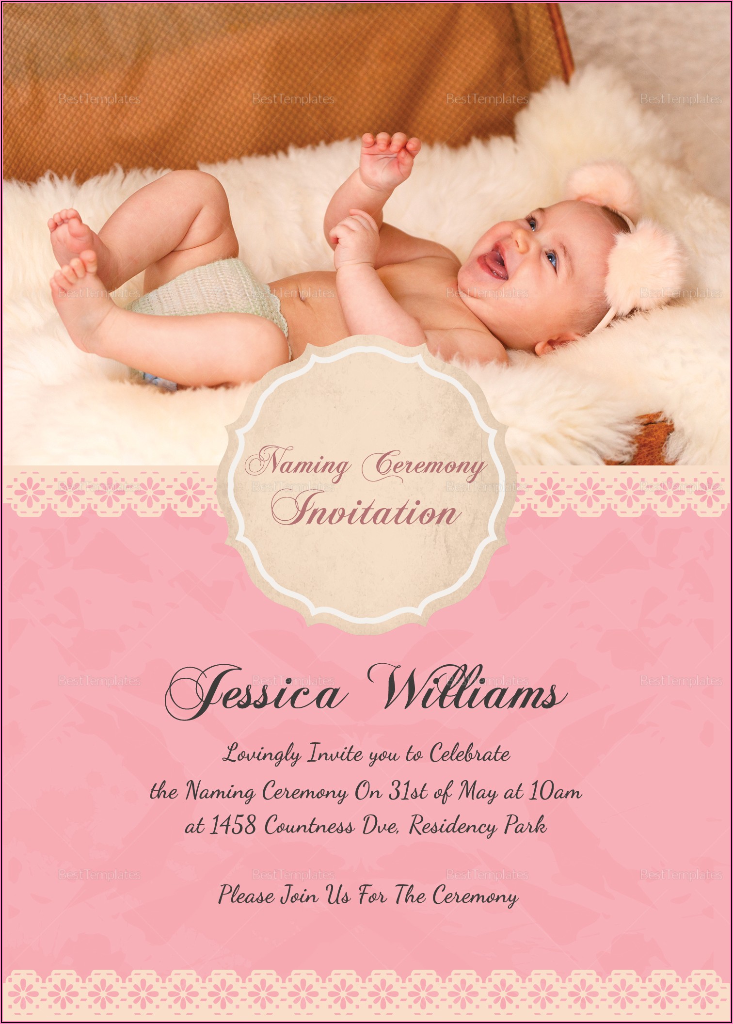 Baby Naming Ceremony Invitation Card Design