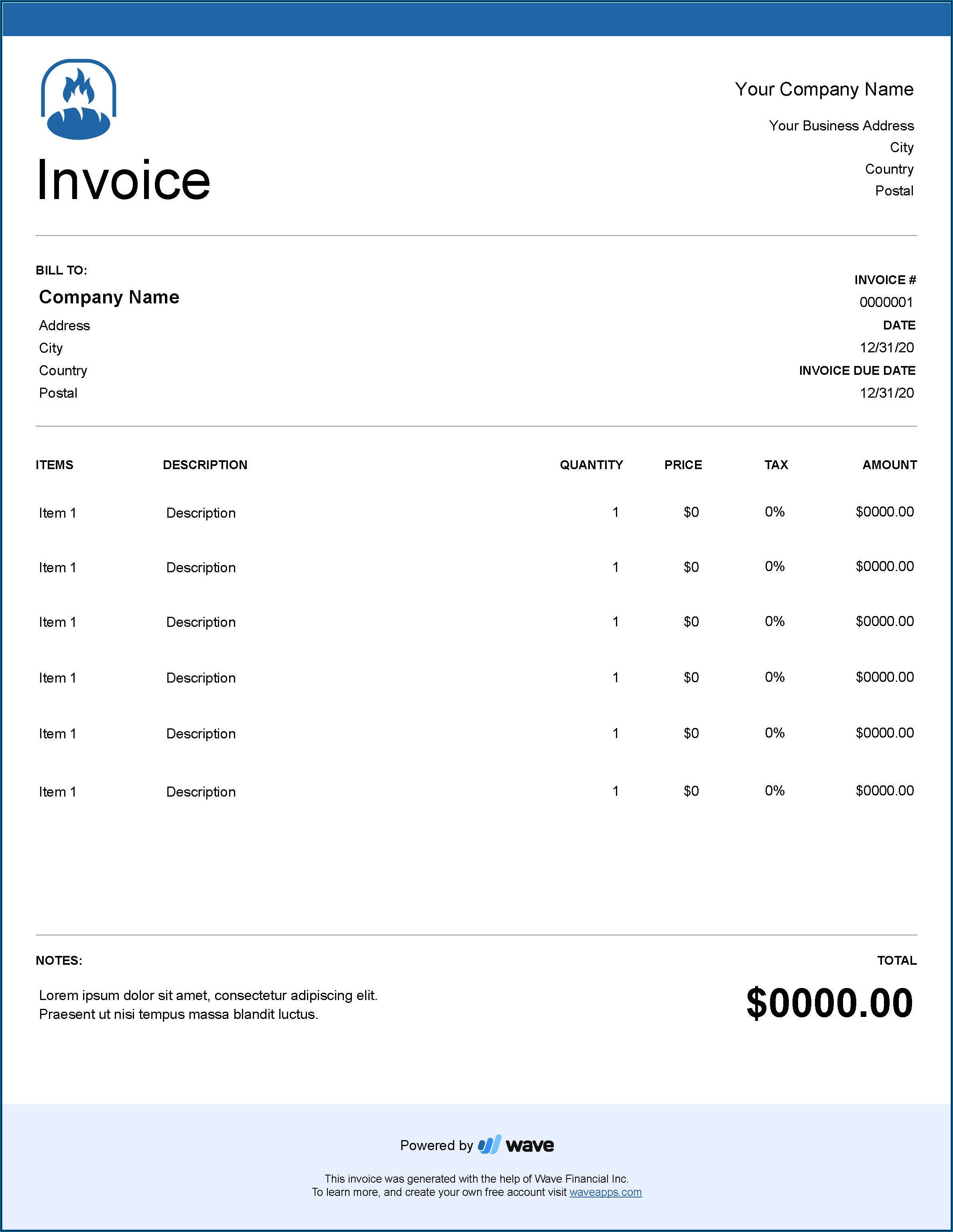 Bakery Invoice Template Free
