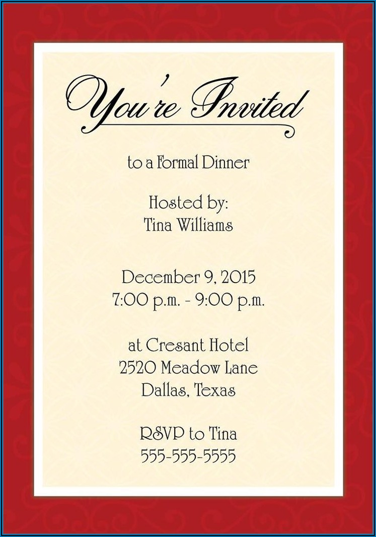 Dinner And Drinks Party Invitation Wording