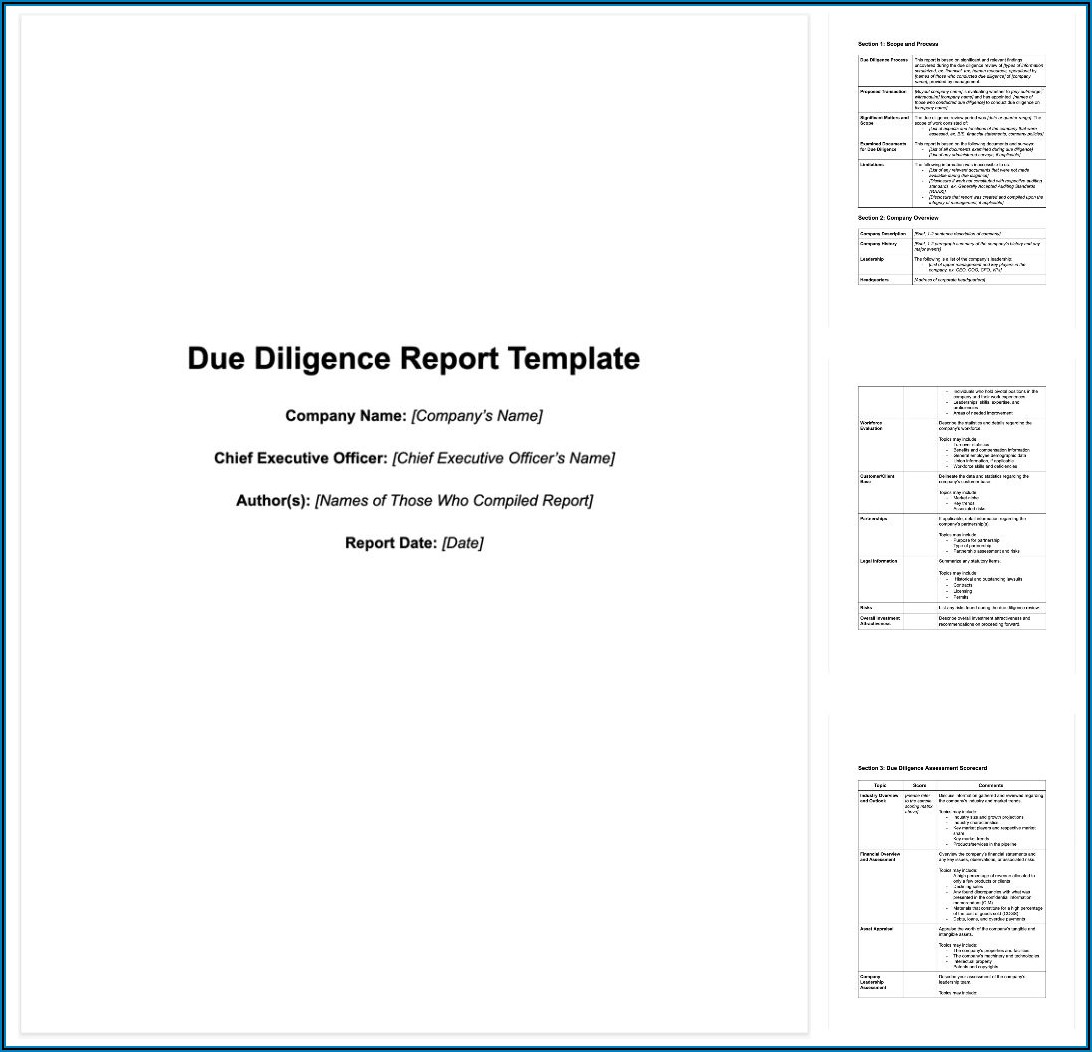 Due Diligence Checklist Template Excel