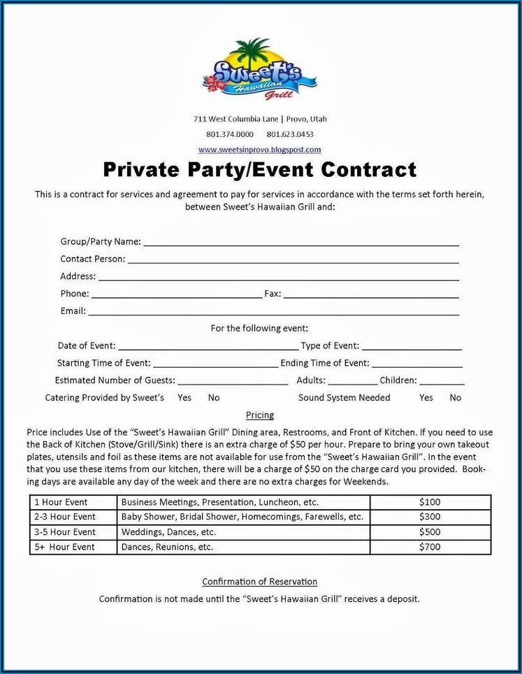 Event Rental Contract Template