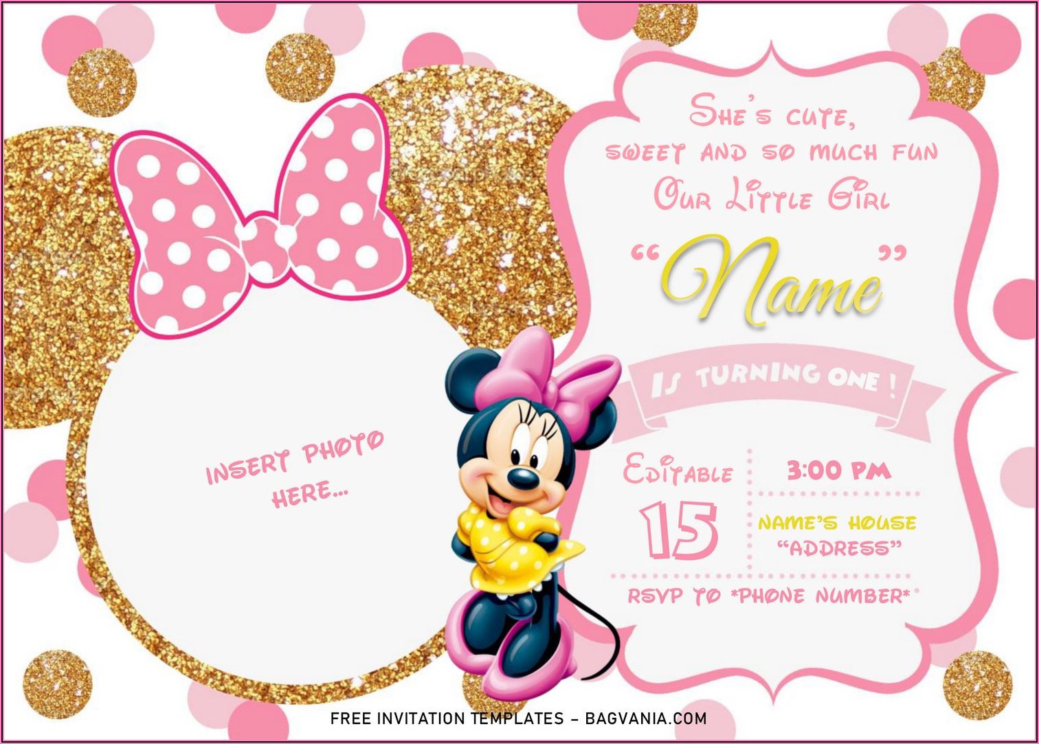 Free Minnie Birthday Invitation Templates