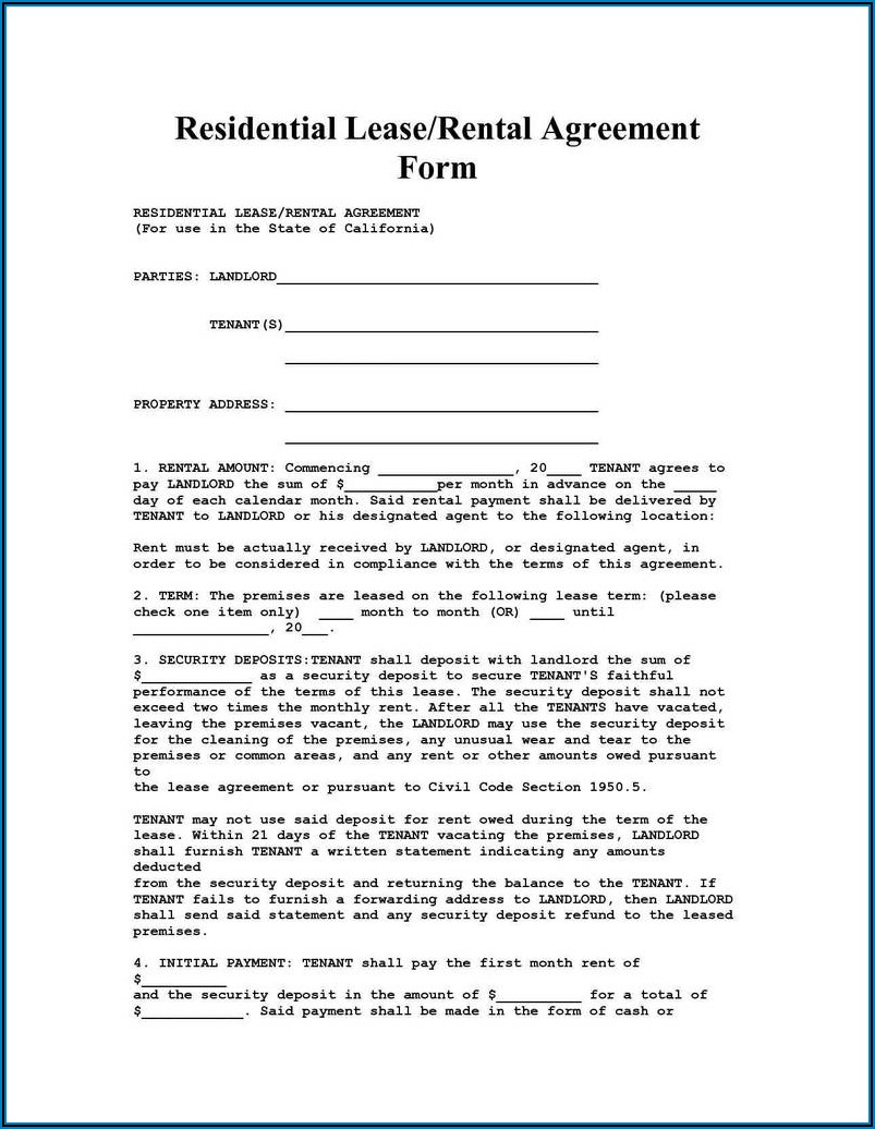 House Rent Lease Agreement Format