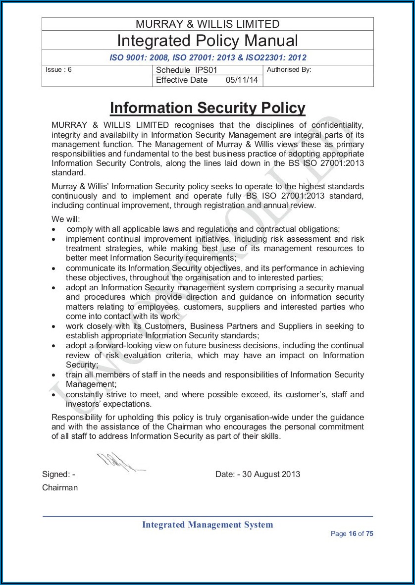 Information Security Policy Template Sans