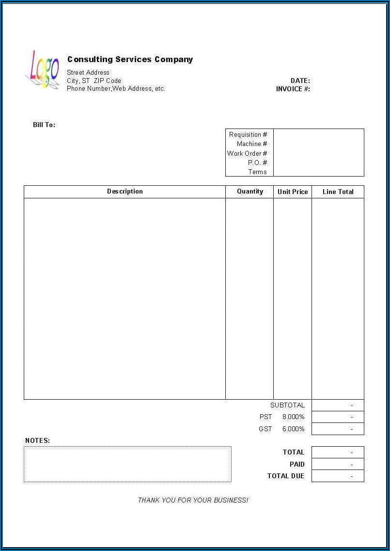 Invoice Template Word For Consulting Services