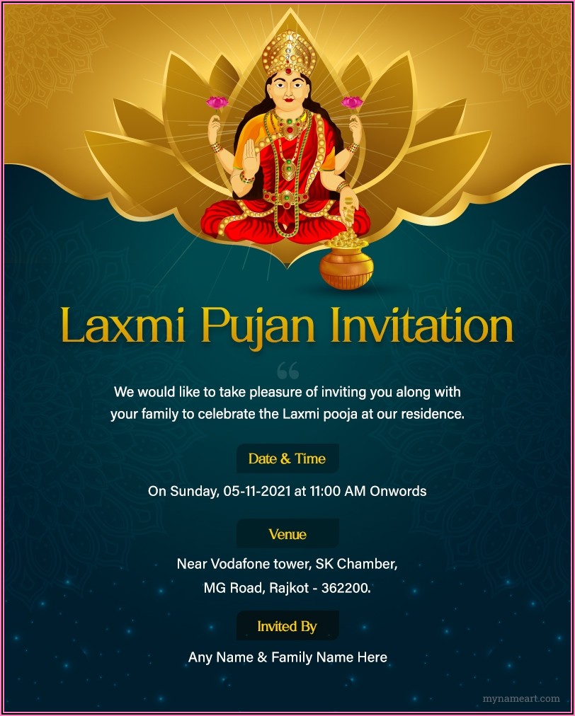 Lakshmi Pooja Invitation Message In English