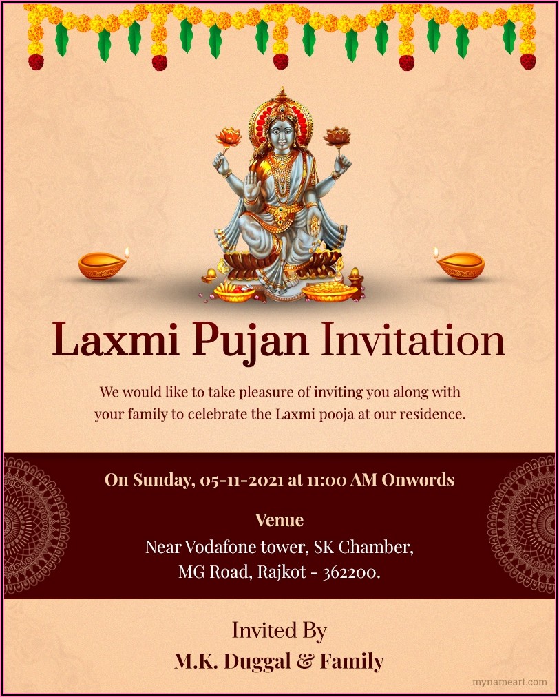 Lakshmi Puja Invitation Message To Employees