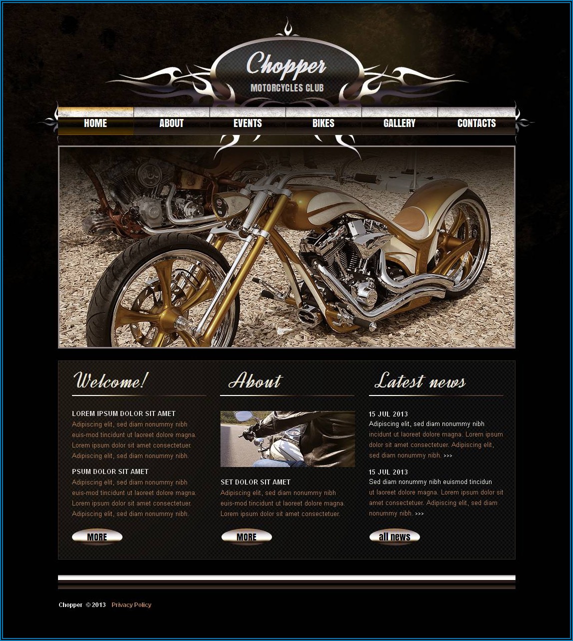 Motorcycle Club Website Template Free