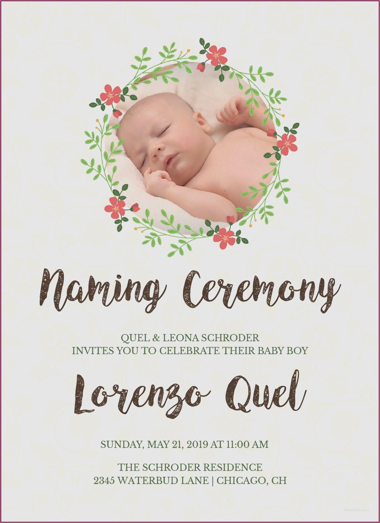 Naming Ceremony Invitation Card For Baby Boy Quotes