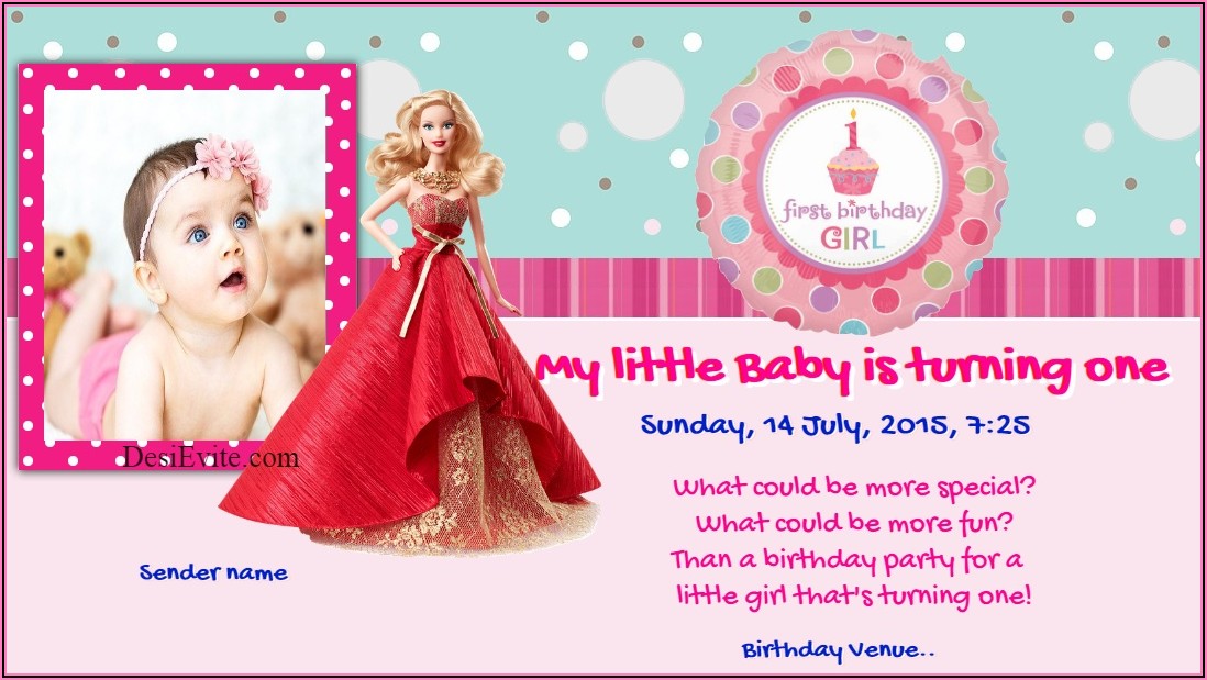 Sample Invitation For 1st Birthday Girl
