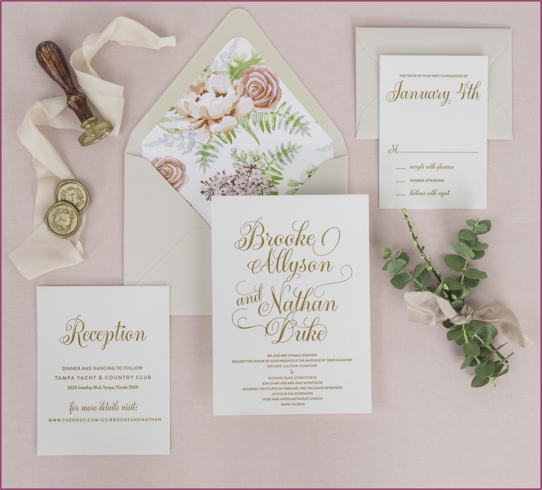 Semi Custom Letterpress Wedding Invitations