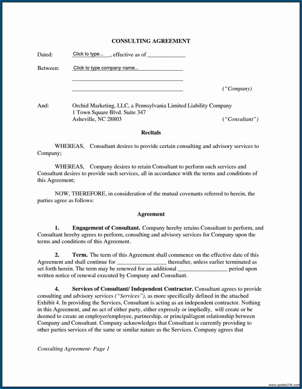 Simple Consulting Agreement Template Word Free