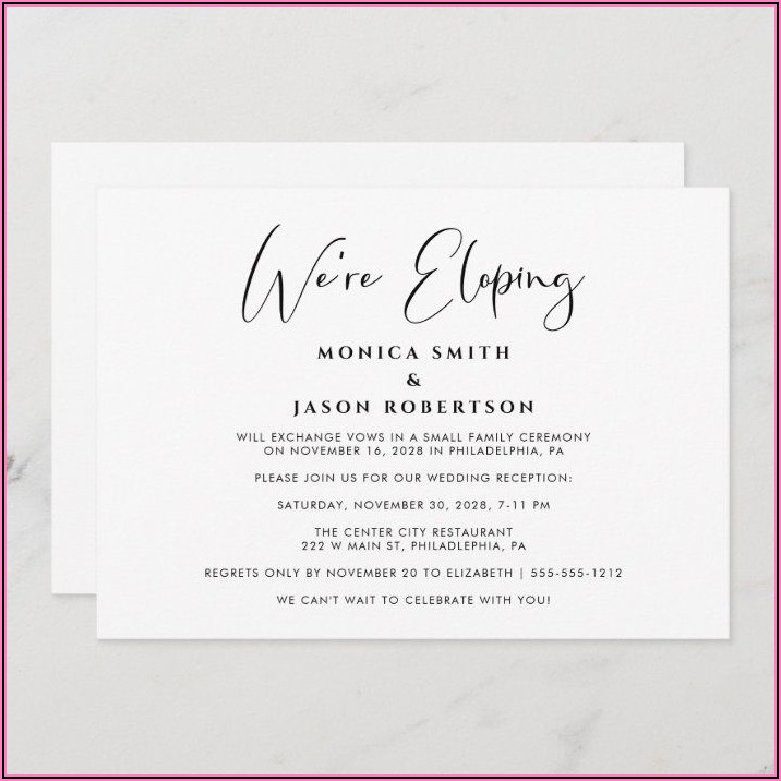 We're Eloping Reception Invitations